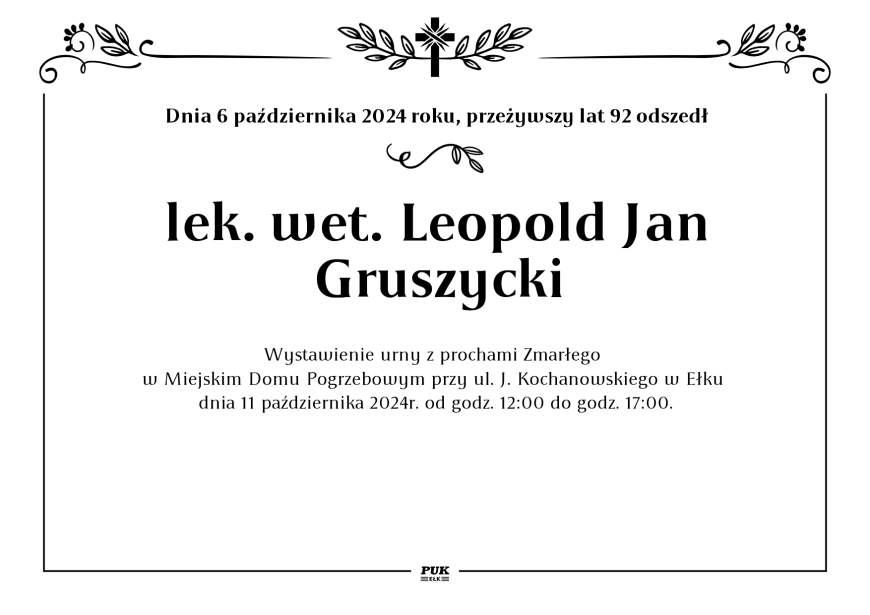 Leopold Gruszycki - nekrolog